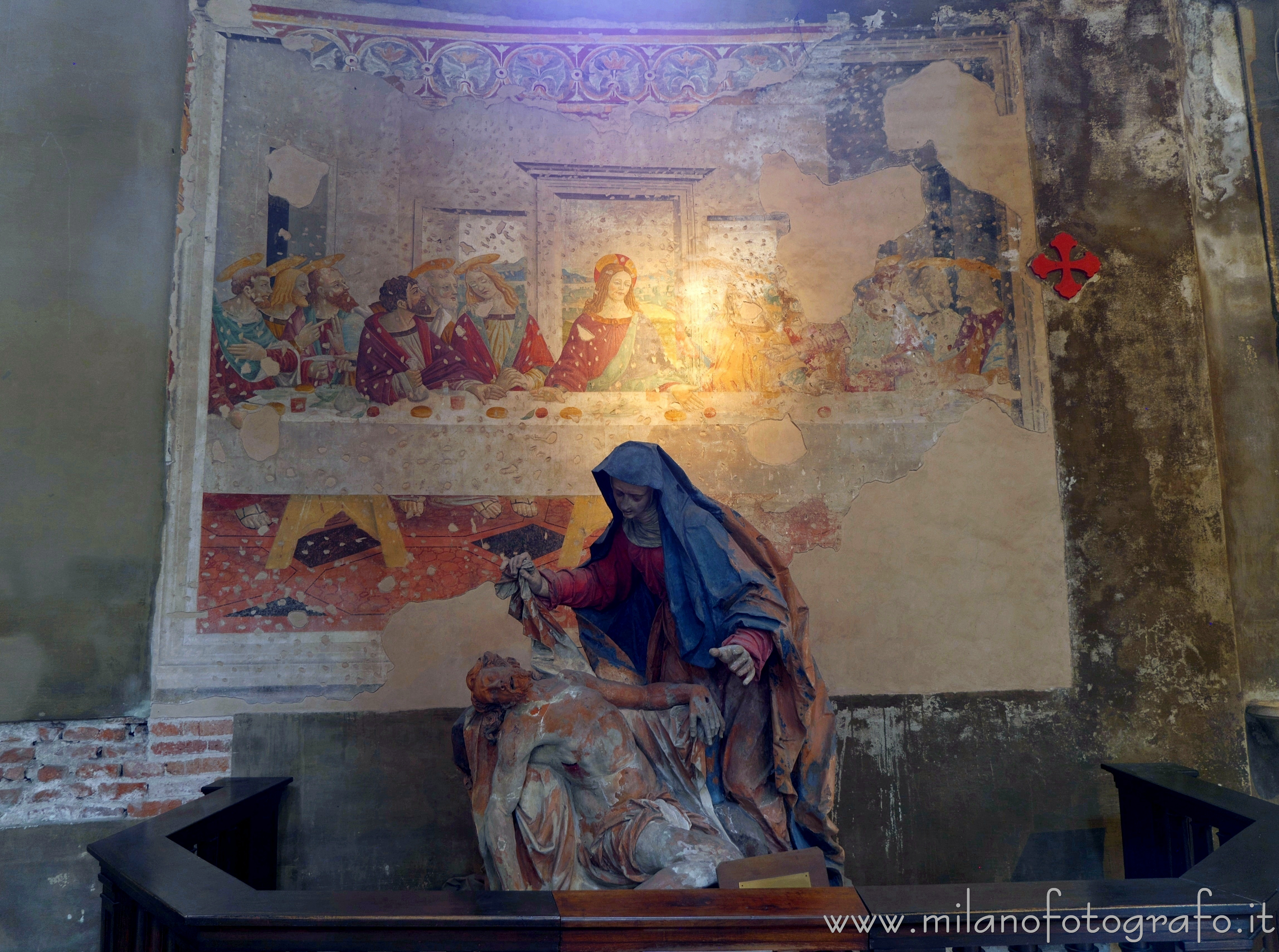 Milan (Italy) - Terracotta Pietà and copy of Leonardo's Last Supper in the Basilica of San Lorenzo Maggiore
